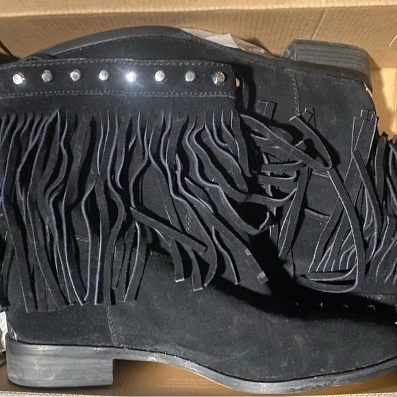 MICHAEL KORS Black Fringe Ankle Booties NWOT - Picture 14 of 15